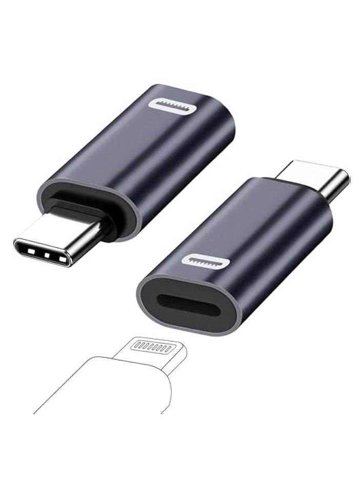 erorex 2 Pack USB-C Male to Lightning Female Adapter, USB Type C to Lightning Connector for iPhone 15/15 Plus/15 Pro/15 Pro Max, iPad Air, Support PD Fast Charging and Data Transfer (Black)  - Image 1
