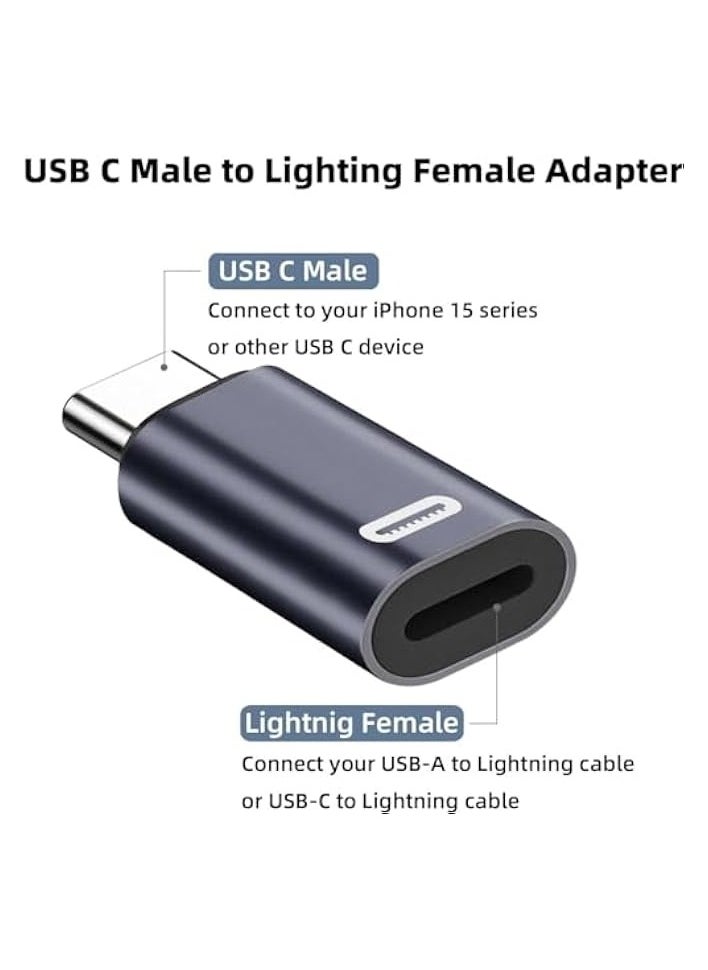 erorex 2 Pack USB-C Male to Lightning Female Adapter, USB Type C to Lightning Connector for iPhone 15/15 Plus/15 Pro/15 Pro Max, iPad Air, Support PD Fast Charging and Data Transfer (Black)  - Image 4