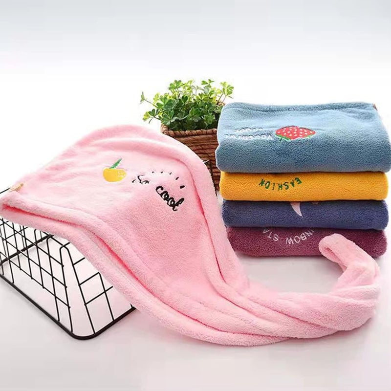 Moxtiza Cartoon Print Microfiber Wet Hair Drying Towels,Super Absorbent Thick Curly Hair,Quick Dry Caps Wrap for Womens (26" x 10")(Pack of 1)-Multi Color - Image 2
