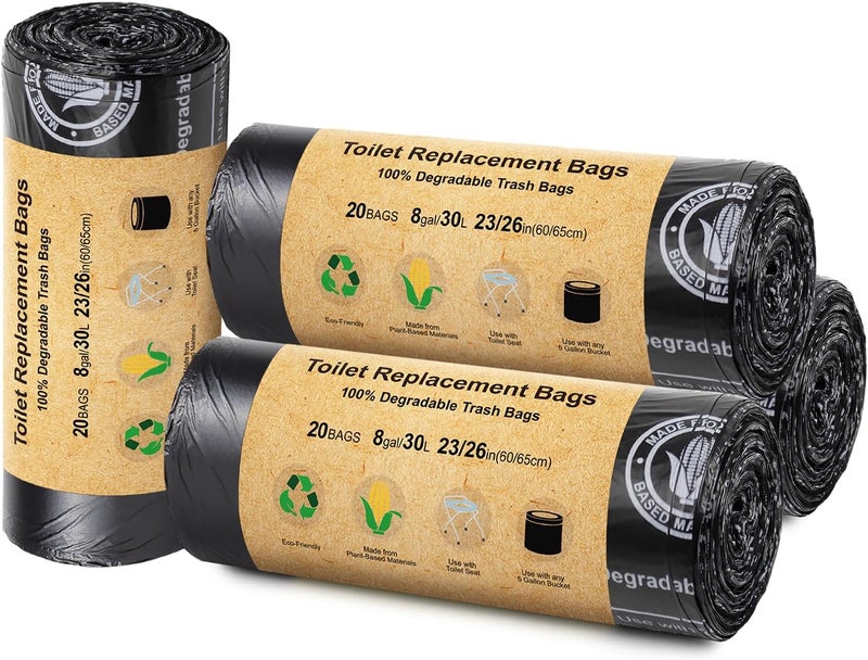 BLIKA 80 Count Toilet Replacement Bags, 8 Gallon, 30 Liter, Heavy Duty 1 Mil, Compost Bags 8 Gallon, Camping Toilet Bags for Portable Toilet, Car Travel, Camping, Long Trips - Image 1