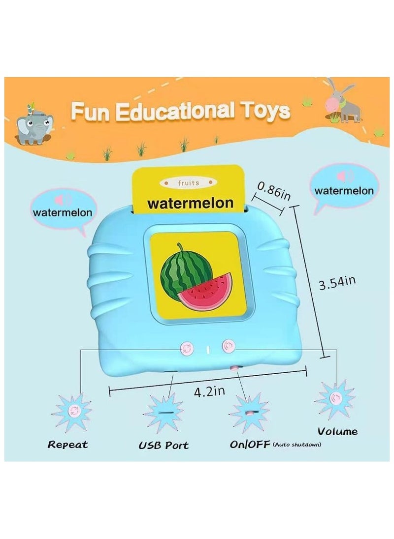 null - Children's Early Learning Smart Card Machine – Educational Puzzle Toy with English Cards and Stories (Blue) - Image 1