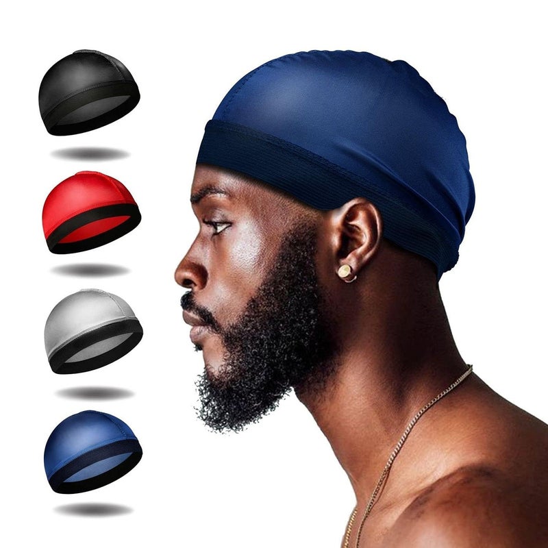 Bukela 4 Pcs Wave Caps, Silky Satin Silk Stocking Wave Caps for 360 Waves, Good Compression Over Silk Durag for Men Women - Image 1