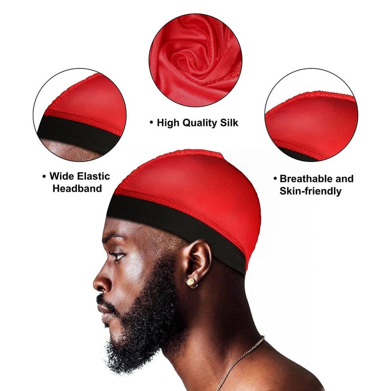 Bukela 4 Pcs Wave Caps, Silky Satin Silk Stocking Wave Caps for 360 Waves, Good Compression Over Silk Durag for Men Women - Image 2