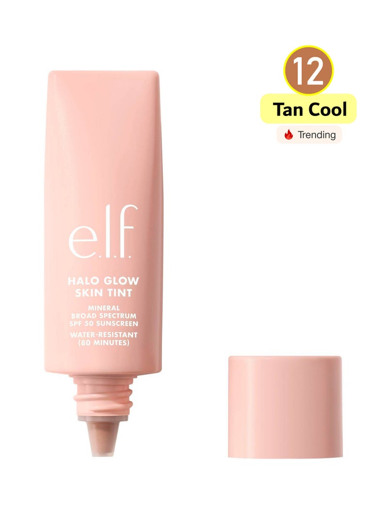 إلف هالو جلو سكين تينت كريم أساس بتغطية خفيفة – واقي شمسي معدني SPF 50 – درجة 12 تان باندرتون بارد - Image 1