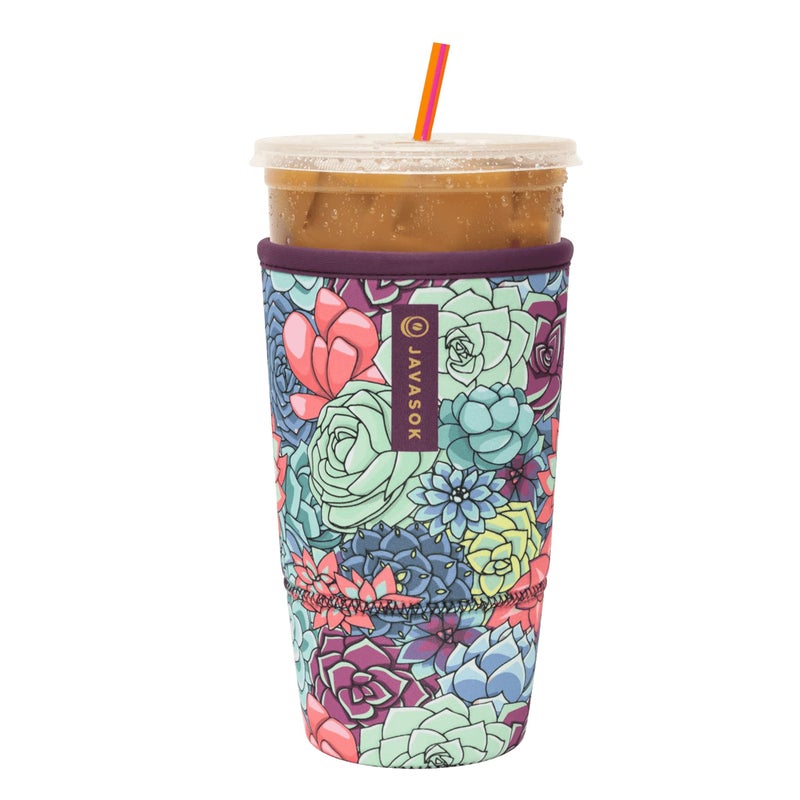 Sok It Java Sok Iced Coffee & Cold Soda Insulated Neoprene Cup Sleeve (Succulents  XXLarge: 44-48oz) - Image 1