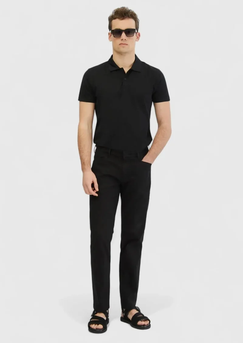 رامسي بنطال قطني أسود منسوج بقصة عادية