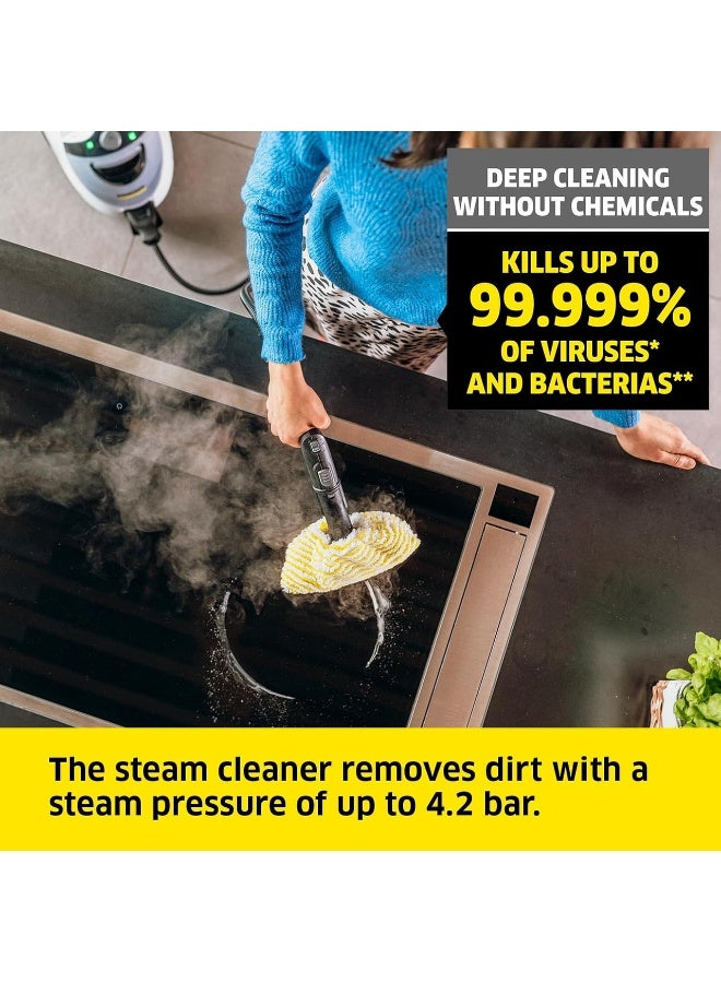KARCHER SC 5 EasyFix Premium Steam Cleaner with Iron Plug – 4.2 Bar, 2200W,Continuous Refill, VapoHydro, Hygienic Chemical-Free Cleaning for Floors, Kitchen, Bathroom & Garments 2250 W 15126630.0 White - Image 2