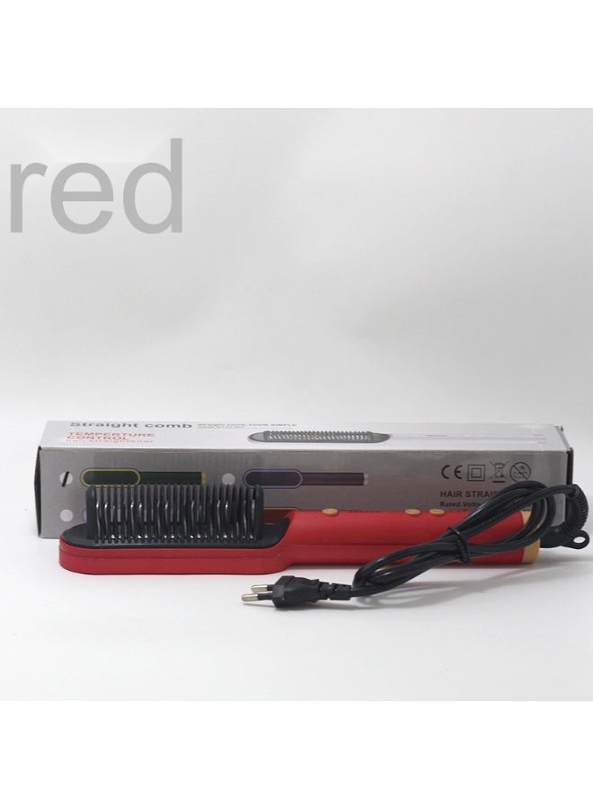 Ionic Straightener Brush - 2-in-1 Hair Straightening and Curling Tool for Effortless Styling - European Standard