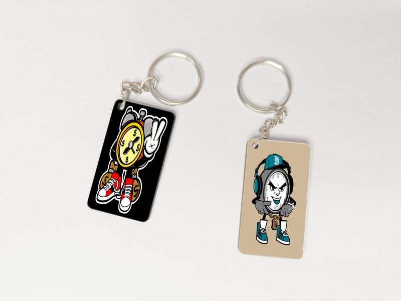 OUTFITQUE OUTFITQUE Premium (Pack of 2) Anime-177 Printed Long Keychain For Bike, Scooty, Car, MDF Keyholder - Image 1