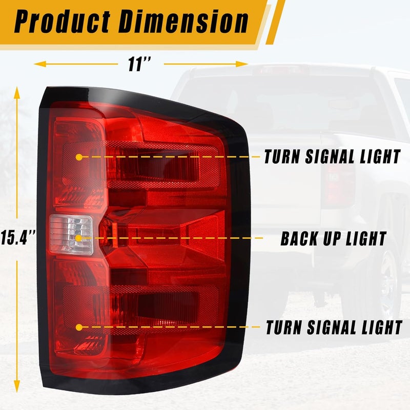 Boine Tail Light Assembly for 2014-2018 Chevy Silverado 1500/2500HD/3500HD - Left Driver Side - Image 2