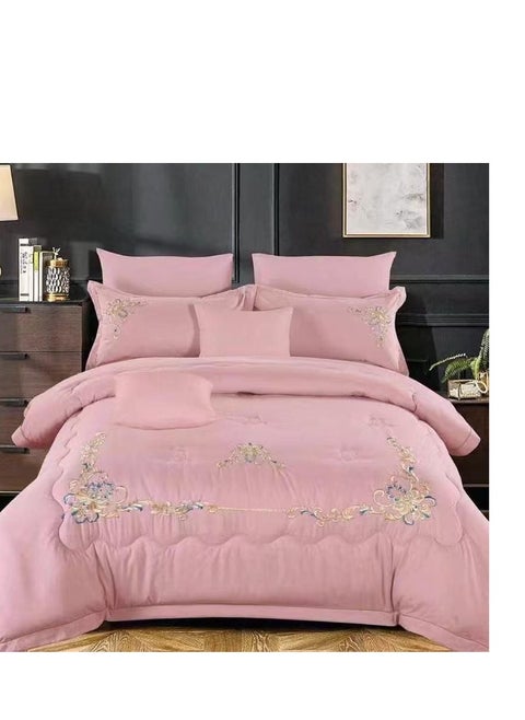 Microfiber Embroidered Soft Quality Comforter Bedding set-King Size 6Pcs 1-PC fitted bedsheet 200 * 200cm,1-PCS Comforter 220 * 240 fixed, 4PCS Super Soft Pillowcases