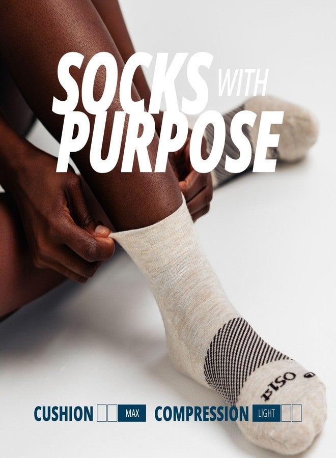 OS1st Wicked Comfort Merino Wool Quarter Crew Socks - Max Cushion, Light Compression, Blister Protection, Breathable (US, Alpha, Large, Regular, Regular, Grey) - Image 2