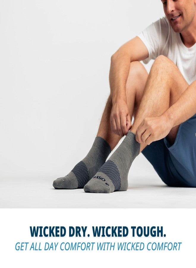 OS1st Wicked Comfort Merino Wool Quarter Crew Socks - Max Cushion, Light Compression, Blister Protection, Breathable (US, Alpha, Large, Regular, Regular, Grey) - Image 5