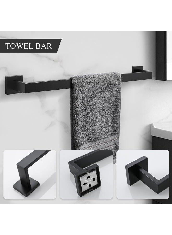 Turs 4-Piece Bathroom Hardware Set Towel Bar Toilet Paper Holder Towel Ring and Towel Hook Matt Black SUS 304 Stainless Steel Wall Mounted - Image 2
