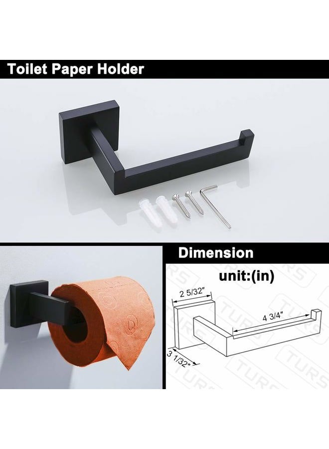 Turs 4-Piece Bathroom Hardware Set Towel Bar Toilet Paper Holder Towel Ring and Towel Hook Matt Black SUS 304 Stainless Steel Wall Mounted - Image 4