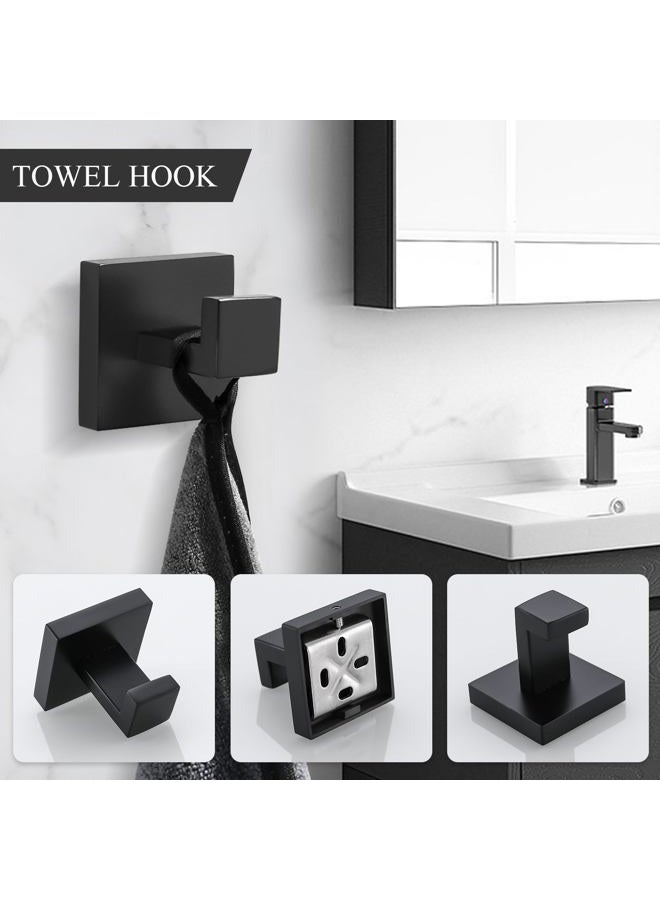 Turs 4-Piece Bathroom Hardware Set Towel Bar Toilet Paper Holder Towel Ring and Towel Hook Matt Black SUS 304 Stainless Steel Wall Mounted - Image 5