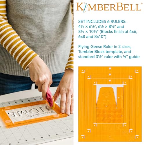 Kimberbell Orange Pop Quilting Rulers - Rectangle Set of 6 - Quilt Rulers for Cutting Quilt Blocks, Non-Slip, Bonus Quilting Rulers Included - Image 3