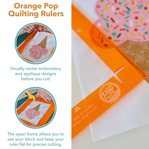 Kimberbell Orange Pop Quilting Rulers - Rectangle Set of 6 - Quilt Rulers for Cutting Quilt Blocks, Non-Slip, Bonus Quilting Rulers Included - Image 2