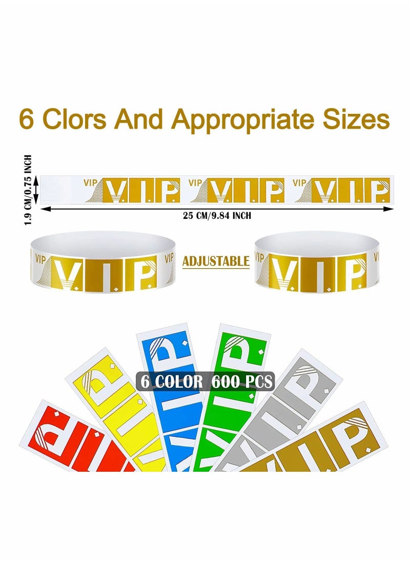 Y&D - 600 Pieces Paper Wristbands for Events VIP Armbands Neon Wrist Bands Waterproof Hand Party Concert Lightweight Bracelets Amusement Parks Identification - Image 1