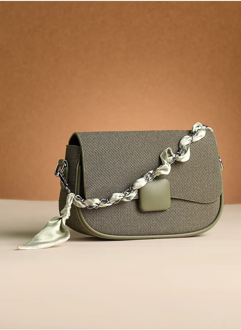 صوص هاوت Women's The Ribbed Curve Hand Bag - Olive Green