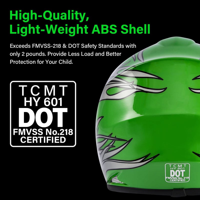 TCMT Youth Dirt Bike Helmet DOT Certified - Kids Full Face Motocross ATV Helmet with Goggles, Gloves and Helmet Bag for Off-Road, BMX, MX, Street Riding - Image 3