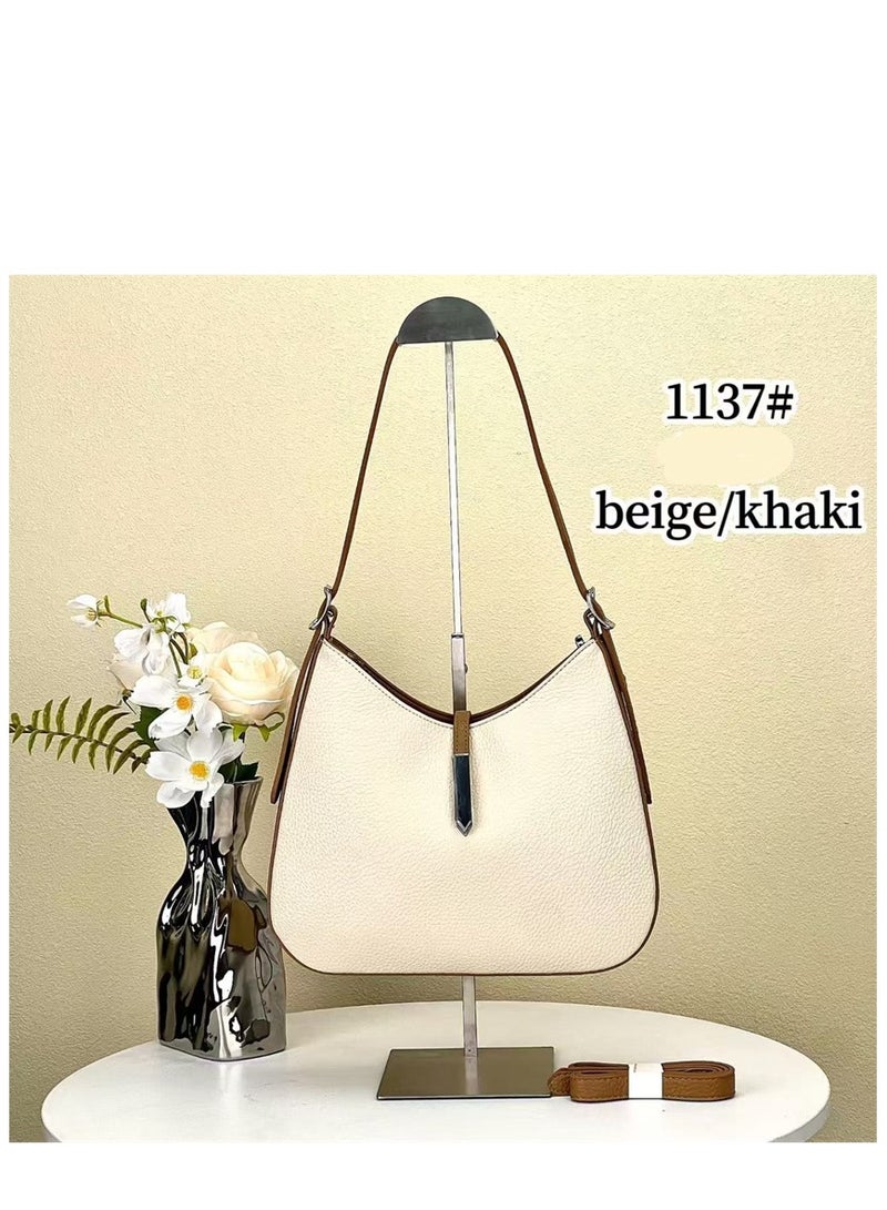 Women's Shoulder Bag, Ladies Medium Tote Bag Handbags, Womens Purses Small Crossbody Bags Designer Top Handle Satchel with Adjustable Strap (Beige-1137) - Image 4