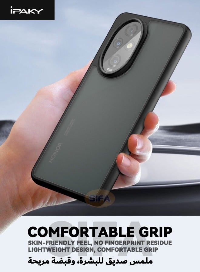 إيباكي حافظة لهاتف Honor 200 5G، غطاء خلفي من مادة مختلطة، [أكياس هوائية بأربع زوايا] [مضادة للسقوط] [مضادة لبصمات الأصابع] [بدون اصفرار] حافظة رفيعة صديقة للبشرة لهاتف Honor 200 5G مقاس 6.7 بوصة، أسود - Image 5