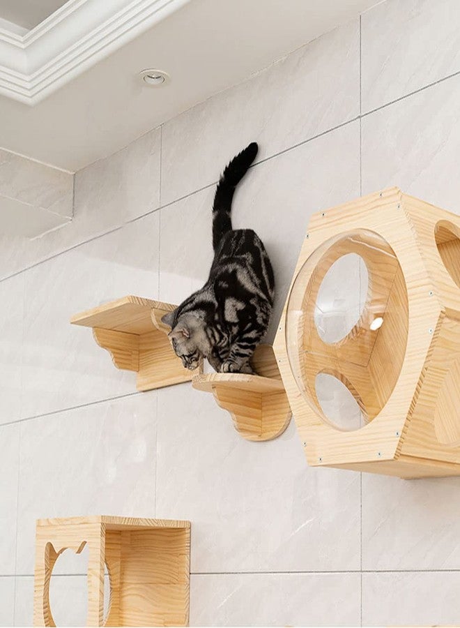 Kelendle Wall Mounted Cat Bridge - 30.7" Wooden Cat Perch Ladder Hammock Cloud Shelf Activity Tree Furniture Kitty Climber Tower Condo - Image 5