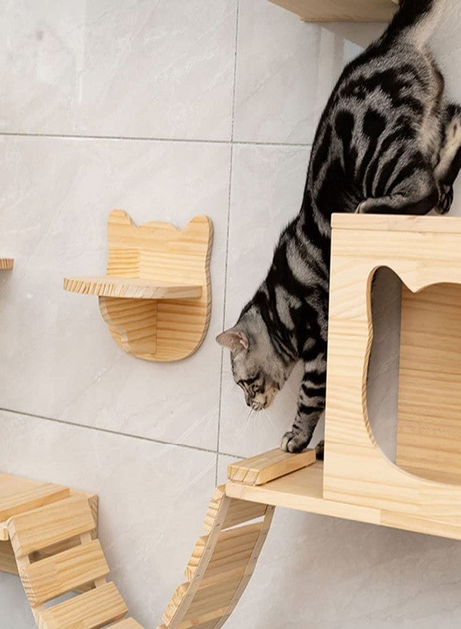 Kelendle Wall Mounted Cat Bridge - 30.7" Wooden Cat Perch Ladder Hammock Cloud Shelf Activity Tree Furniture Kitty Climber Tower Condo - Image 3