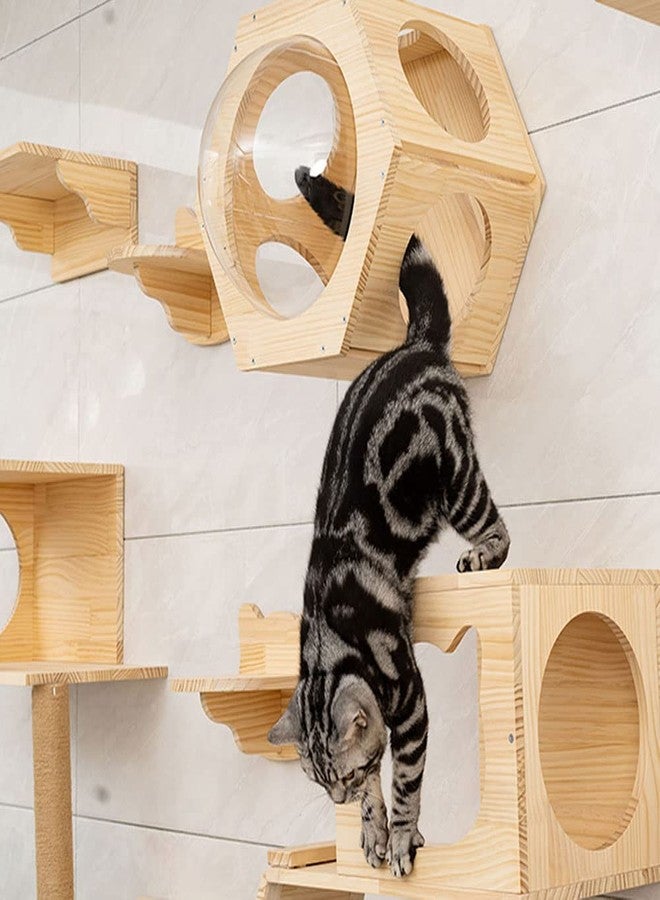 Kelendle Wall Mounted Cat Bridge - 30.7" Wooden Cat Perch Ladder Hammock Cloud Shelf Activity Tree Furniture Kitty Climber Tower Condo - Image 4