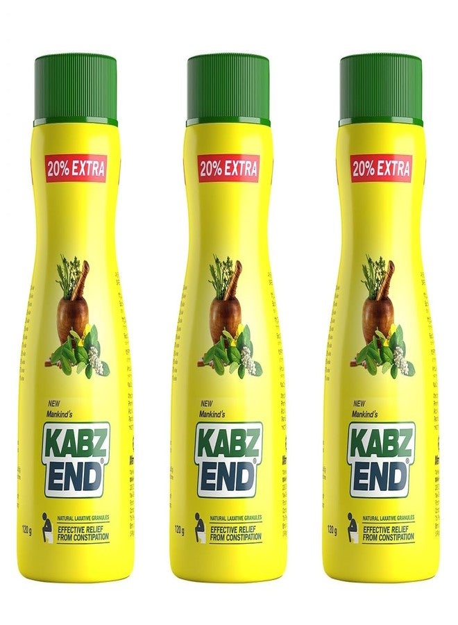 Mankind Kabz End by Mankind - Ayurvedic Constipation Relief Granules | 100% Natural Laxative with 12+ Potent Herbs | Overnight Action | Relieves Gas, Acidity & Bloating | 120g pack of 3 - Image 1