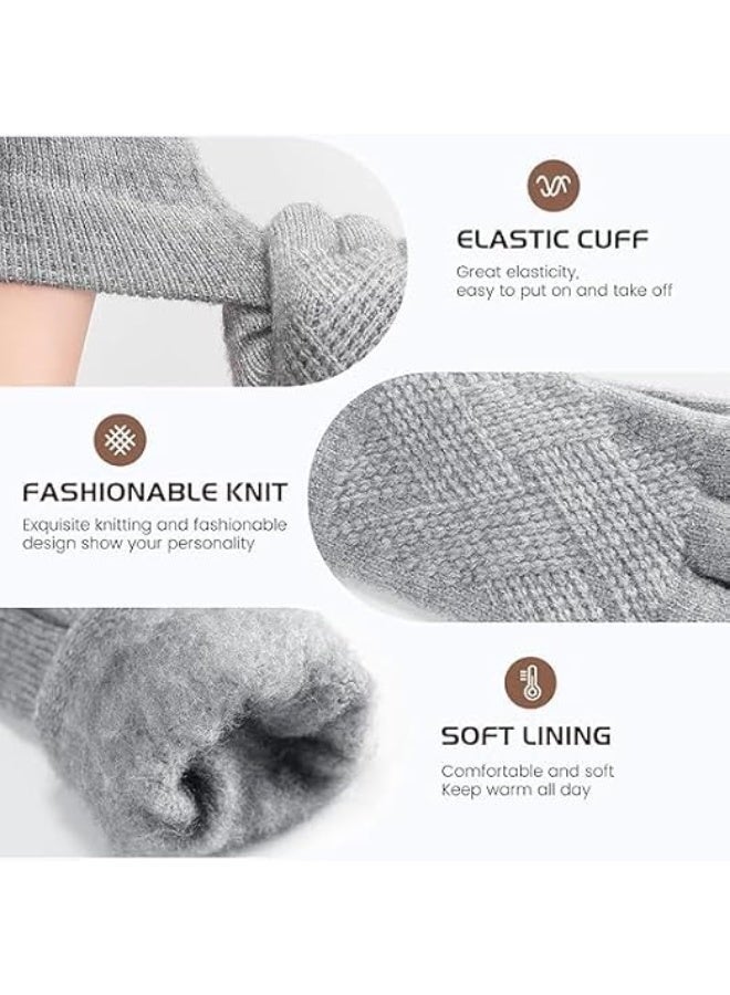ChicAbode Womens Winter Gloves - Gloves for Women Cold Weather, Warm Touch Screen Fleece Lined Gloves, Elastic Cuff Knit Gloves - Image 4