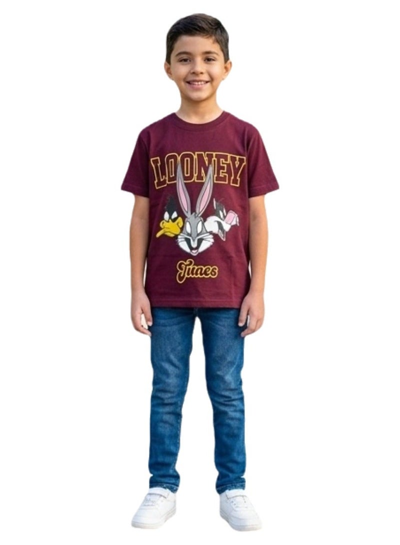 Kids Boys Looney Tunes Cotton T-Shirt - Bugs Bunny, Daffy Duck & Sylvester Graphic Tee - Image 1
