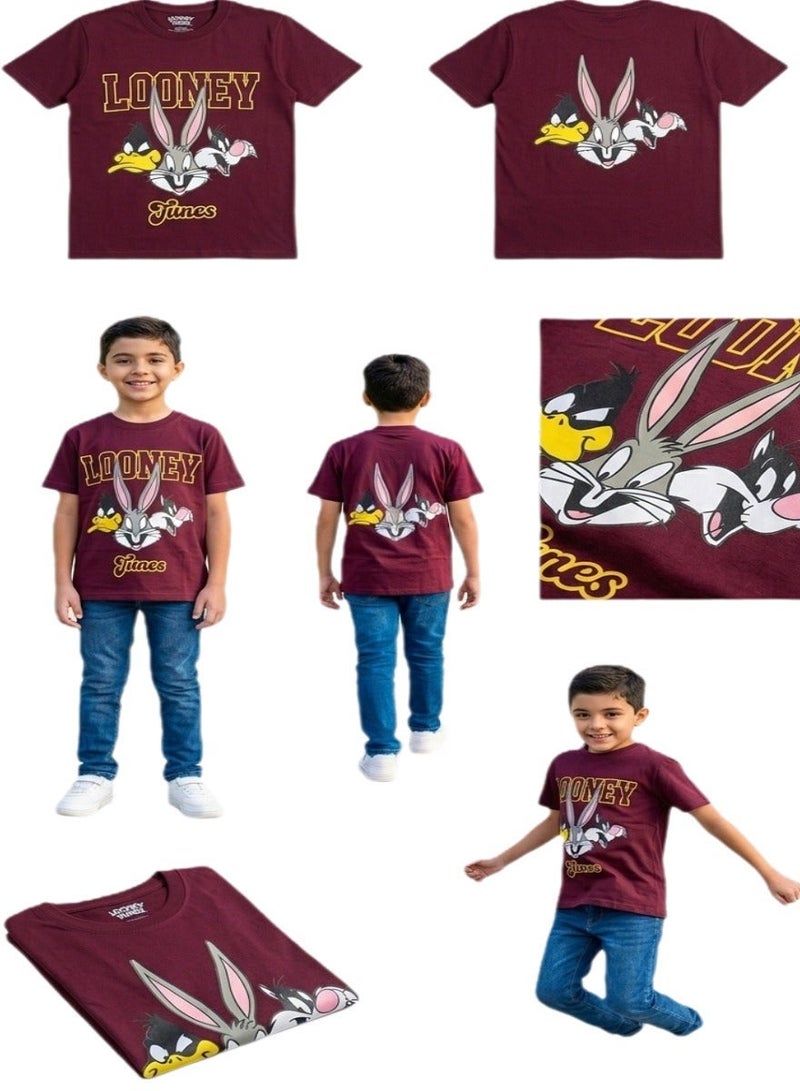 Kids Boys Looney Tunes Cotton T-Shirt - Bugs Bunny, Daffy Duck & Sylvester Graphic Tee - Image 2