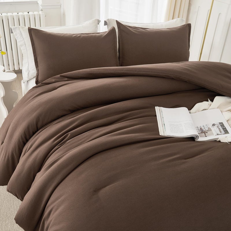 Litanika Litanika Brown Comforter Set California King Size  3 Pieces Cal King Lightweight Solid Bedding Comforter Set  All Season Fluffy Bed Set (104x96In Comforter & 2 Pillowcases)  - Image 4