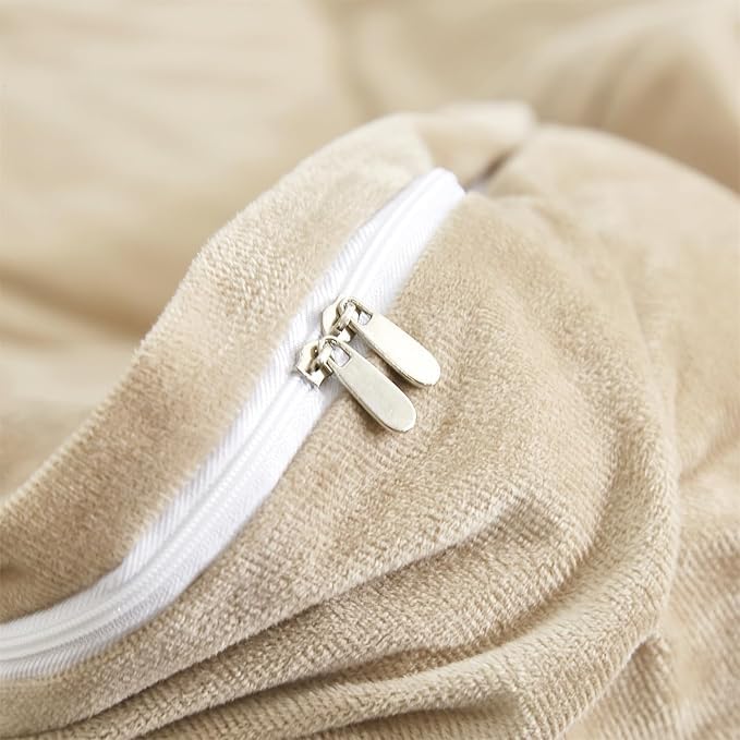 BREVARD BREVARD 190 GSM Flannel Super Soft Warm Double Bed Quilt CoverDuvet CoverRajai CoverBlanket Cover for Winters with Zipper 90x100 Inches Camel - Image 2