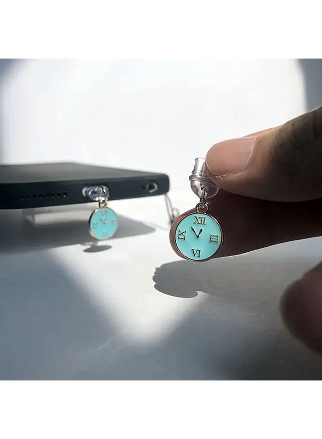 1pc Palace Vintage Style Blue Clock Mobile Phone Dust Plug Multi Use Cell Phone Decoration Suitable For Type C Port Protect Your Charging Port Cell Phone Charm Mobile Phone Pendant Holiday Gift - Image 3