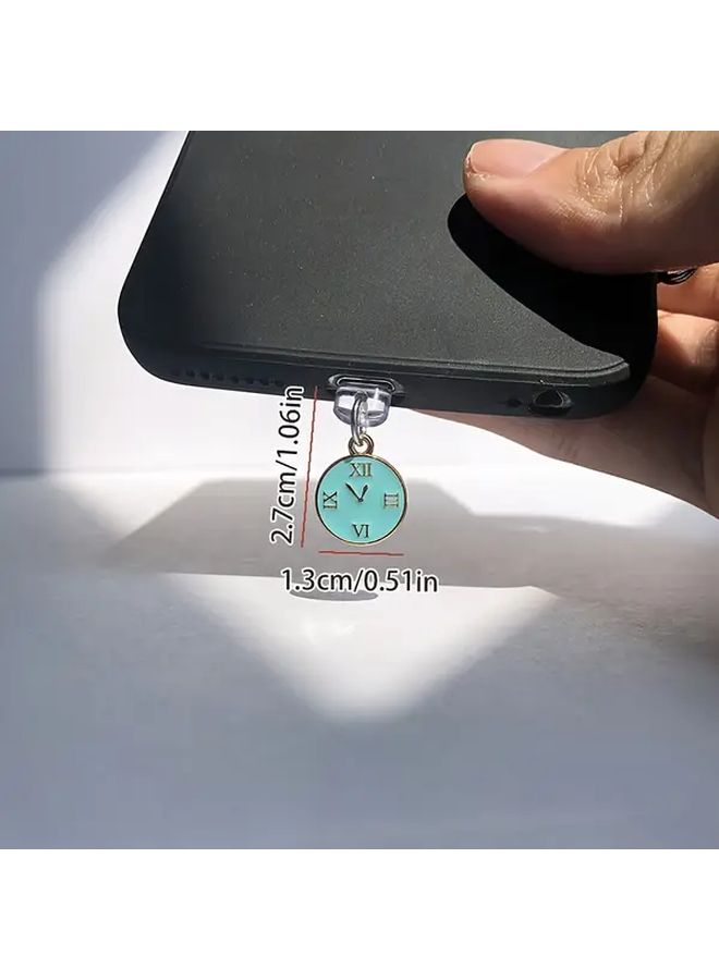 1pc Palace Vintage Style Blue Clock Mobile Phone Dust Plug Multi Use Cell Phone Decoration Suitable For Type C Port Protect Your Charging Port Cell Phone Charm Mobile Phone Pendant Holiday Gift - Image 2