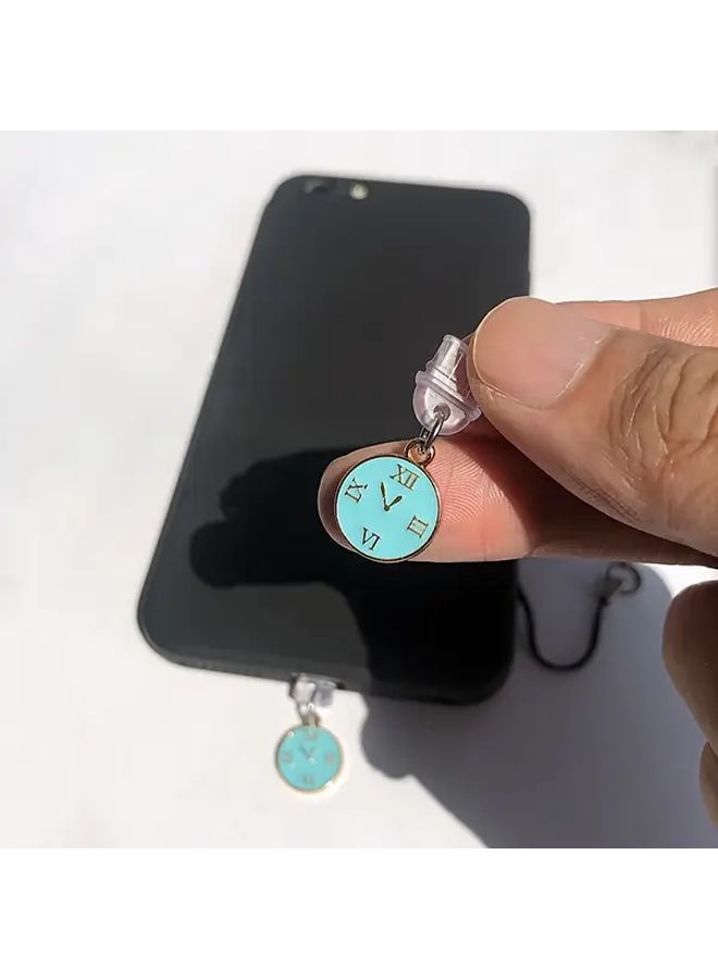 1pc Palace Vintage Style Blue Clock Mobile Phone Dust Plug Multi Use Cell Phone Decoration Suitable For Type C Port Protect Your Charging Port Cell Phone Charm Mobile Phone Pendant Holiday Gift - Image 5