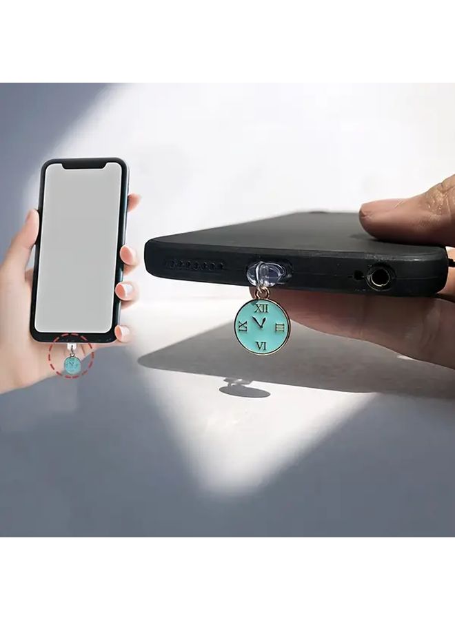 1pc Palace Vintage Style Blue Clock Mobile Phone Dust Plug Multi Use Cell Phone Decoration Suitable For Type C Port Protect Your Charging Port Cell Phone Charm Mobile Phone Pendant Holiday Gift - Image 4