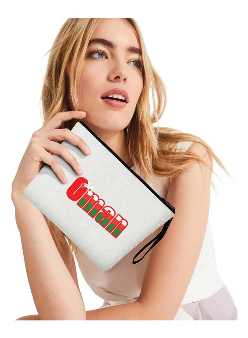 حقيبة مستحضرات التجميل لليوم الوطني العماني - احتفل بعمان في حقيبة مكياج أنيقة - حقيبة بسحاب كاملة - Image 4