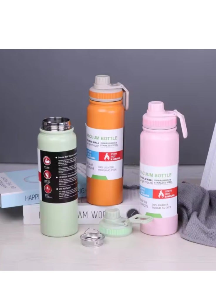 Vacuum Insulated Gym Water Bottle 1000 ml, Stain-less Steel Leakproof Double-Walled, BPA Free, Wide Mouth Sports Bottle with Handle - Multicolor - Image 3