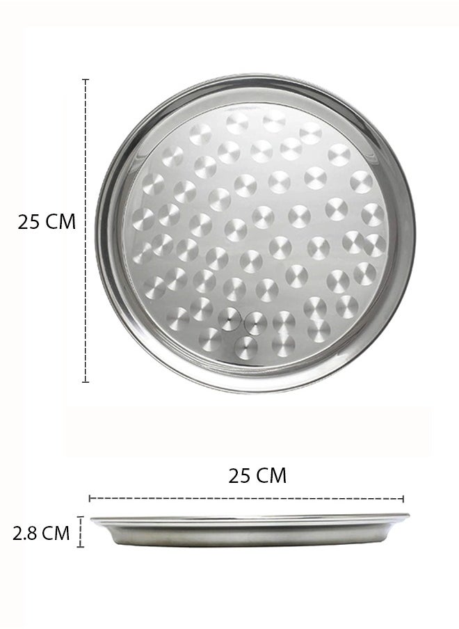 A TO Z 555 Premium Stainless Steel Round Tray 25 cm – Multipurpose Serving Plate for Biriyani, Mandi, Arabic Cuisine, Fruits, Vegetables & More  Durable & Decorative Tray for Home, Restaurant, |Mirror Finish  - Image 3