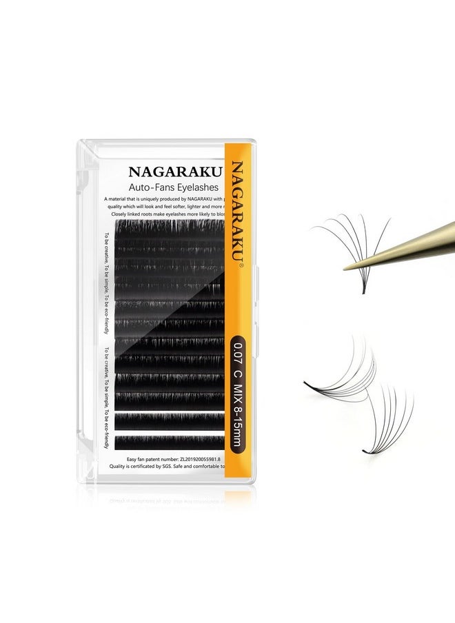 NAGARAKU - Easy Fan Eyelash Extensions Volume Lash 0.07 C Curl 815Mm Mix Tray Rapid Blooming Faux Mink Cluster For Beginners Soft Professional Lash Supplies - Image 1