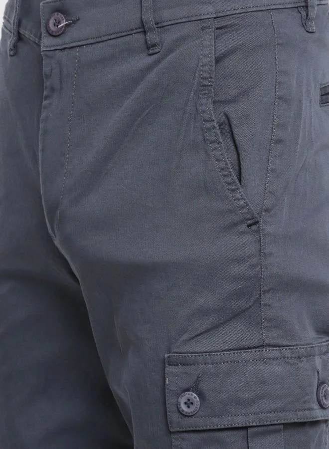 The Indian Garage Co Men Slim Fit Solid Mid-Rise Cuffed Cargos