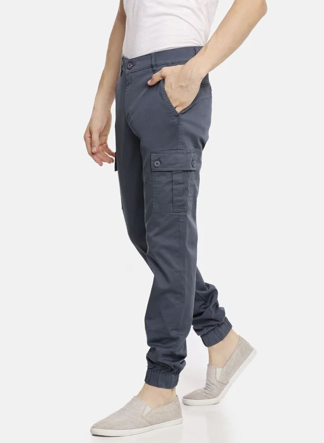 The Indian Garage Co Men Slim Fit Solid Mid-Rise Cuffed Cargos