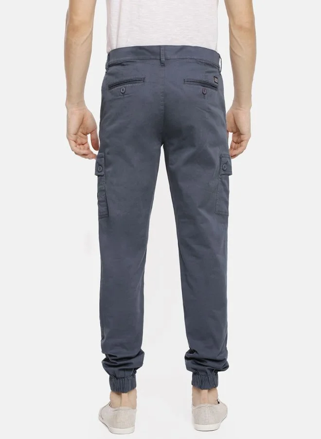 The Indian Garage Co Men Slim Fit Solid Mid-Rise Cuffed Cargos