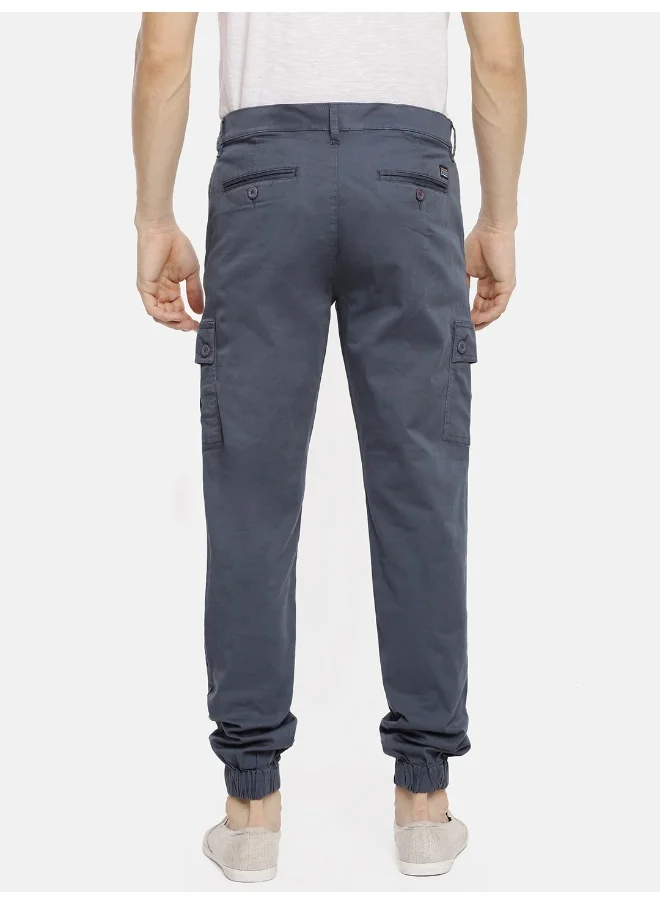 The Indian Garage Co Blue Men Slim Fit Casual Solid Longline Cargo