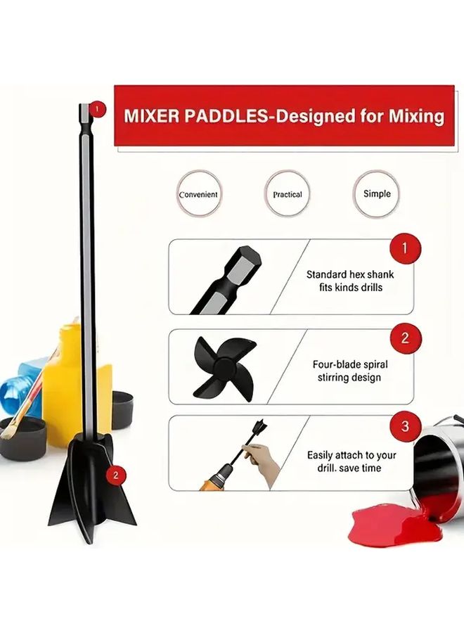 8pcs Red Epoxy Resin Mixing Paddle Set Hex Drill Attachment Bubble Free Mixing - Image 5