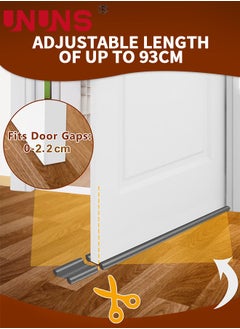 UNUNS Double Door Draft Stopper,3-Piece 37 Inch Under Door Draft Stopper,Insulator Door Sweep,Window Breeze Blocker Adjustable Door Sweeps,Gray  - Image 2